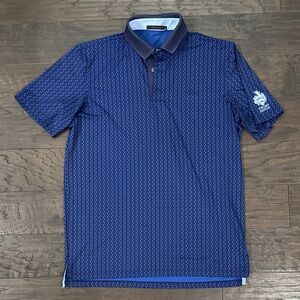 Greyson Navy Patterned Polo Shirt Men’s Medium Great Condition!